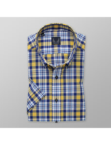 Willsoor Camisas slim fit de hombre con patrón de cuadros a colores 14001