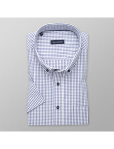 Willsoor Camisa clásica de hombre en color blanco con patrón de cuadros azules 14023