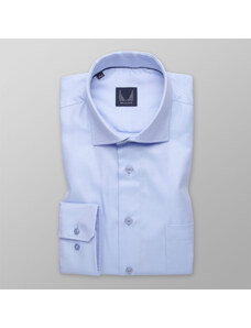 Willsoor Camisa Slim Fit Color Azul Claro Con Delgadas Rayas Para Hombre 13050
