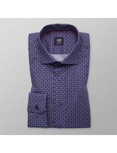 Willsoor Camisa Slim Fit Con Patrón Geométrico Color Azul y Borgoña Para Hombre 13135