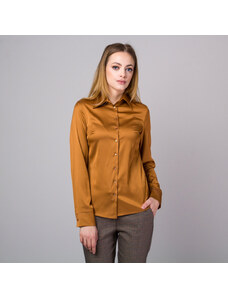 Willsoor Camisa marrón para mujeres con patrón liso 13200