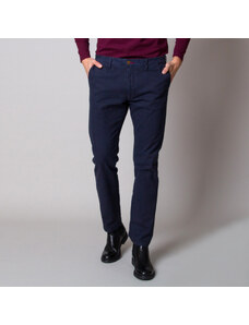 Willsoor Pantalones chinos azul oscuro con patrón fino para hombres 13366