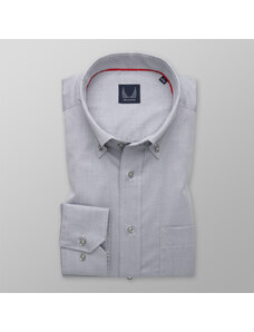 Willsoor Camisa clásica para hombres en gris claro con delicado estampado 13552