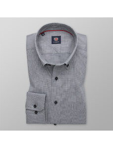 Willsoor Camisa Slim Fit Color Gris Con Patrón Fino De Cuadros Color Blanco Para Hombre 13618