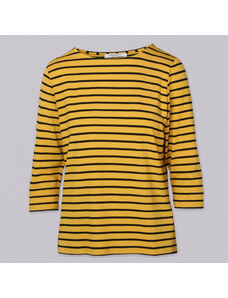 Willsoor Camiseta de mujer color mostaza con estampado de rayas 14380