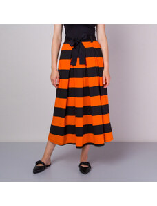 Willsoor Falda para mujer con estampado de rayas naranja-negro 14290