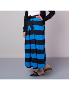Willsoor Falda para mujer con estampado de rayas negro y azul 14291