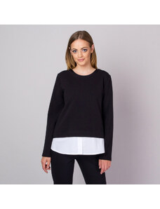 Willsoor Blusa Negra Para Mujer con Inserción de Camisa Blanca 14324