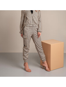 Willsoor Pantalones cargo de mujer con patrón de pepito marrón-oliva 13351