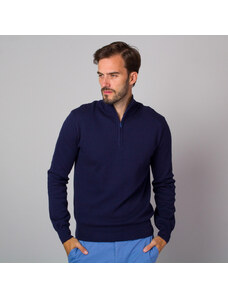 Willsoor Suéter Color Azul Oscuro Con Patrón Sutil Para Hombre 13994