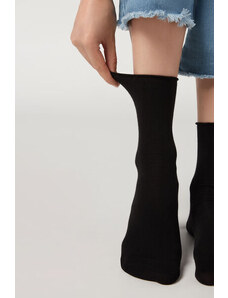 Calzedonia Calcetines cortos de algodón sin puños Mujer Negro Tamaño 39-41