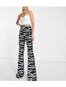 ASOS Tall Pantalones de campana con diseño de cebra de lentejuelas de ASOS DESIGN Tall-Negro