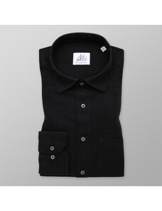 Willsoor Camisa clásica para hombre color negro con estampado liso 14427