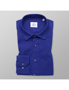 Willsoor Camisa clásica para hombre color azul con estampado liso 14425