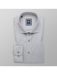 Willsoor Camisa clásica para hombre color gris claro con estampado liso 14433