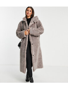 ASOS Tall Abrigo gris extragrande con capucha de borreguito de ASOS DESIGN Tall
