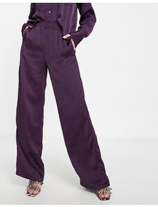 Pantalones dad violeta oscuro de satén Kira de JJXX (parte de un conjunto)-Morado