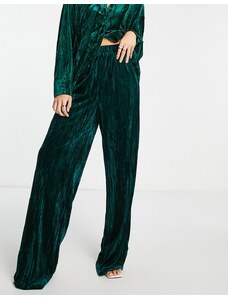 Pantalones verde esmeralda elásticos de pernera muy ancha de Extro & Vert (parte de un conjunto)