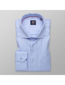 Willsoor Camisa para hombre en color azul claro con finas líneas 14480