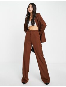 Missyempire Pantalones marrón chocolate holgados de Missy Empire (parte de un conjunto)