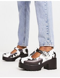 Koi Footwear Zapatos estilo merceditas con estampado de vacas y suela gruesa de Koi-Multicolor