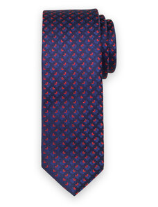 Willsoor Corbata delgada para hombre en color azul oscuro con estampado geométrico 14520