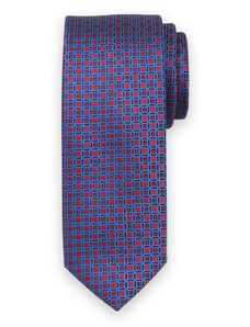Willsoor Corbata delgada para hombre en color azul oscuro con estampado geométrico 14521