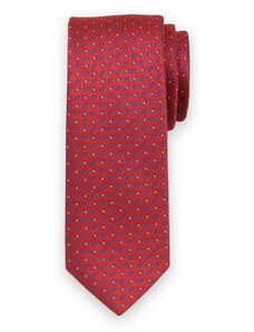 Willsoor Corbata delgada para hombre en color rojo con estampado geométrico 14535