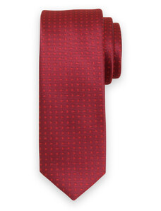 Willsoor Corbata delgada para hombre en color rojo oscuro con estampado sutil 14536
