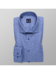 Willsoor Camisa clásica para hombre en color azul con estampado pepito azul oscuro 14573
