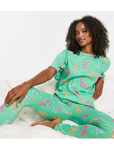 ASOS Tall Pijama verde de camiseta extragrande y leggings con estampado de langostas y dinosaurios de ASOS DESIGN Tall-Morado