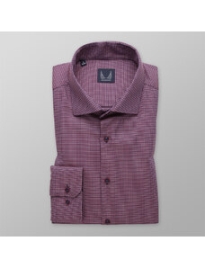 Willsoor Camisa Slim Fit Color Borgoña Con Patrón De Cuadros Para Hombre 14592