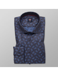 Willsoor Camisa Slim Fit Color Grafito Con Estampado De Cachemir Color Azul Para Hombre 14610