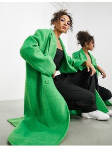 Abrigo largo verde luminoso de mezcla de lana de ASOS EDITION