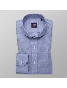 Willsoor Camisa Slim Fit Color Azul Con Pequeño Estampado Pepito Para Hombre 14651