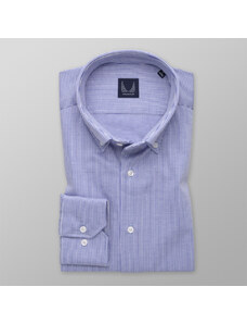 Willsoor Camisa Slim Fit Color Celeste Con Patrón De Rayas Color Blanco Para Hombre 14644