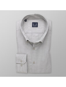 Willsoor Camisa Slim Fit Color Blanco Con Estampado Fino Color Negro Para Hombre 14655