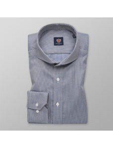 Willsoor Camisa Slim Fit Con Estampado Fino Color Azul y Negro Para Hombre 14652