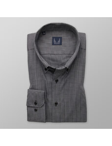 Willsoor Camisa Slim Fit Color Negro Con Patrón De Cuadros Finos Color Blanco Para Hombre 14656