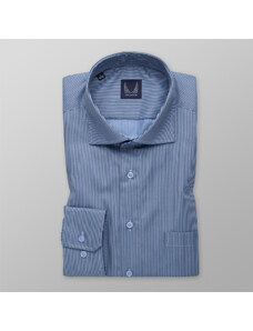 Willsoor Camisa Slim Fit Color Azul Con Patrón De Rayas Para Hombre 14683