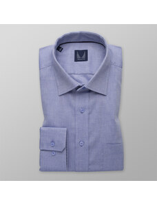 Willsoor Camisa azul slim fit de hombre con patrón diminuto 14691