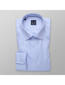 Willsoor Camisa clásica de hombre azul claro con patrón diminuto 14690