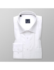 Willsoor Camisa blanca slim fit de hombre con patrón diminuto 14687