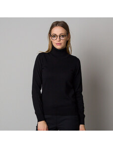 Willsoor Elegante suéter de mujer de cuello alto en color negro 10357