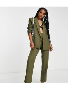 Pantalones de sastre caquis de pernera recta exclusivos de 4th & Reckless Petite (parte de un conjunto)-Verde