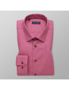 Willsoor Camisa Slim Fit Color Rosa Con Estampado Liso Para Hombre 14714