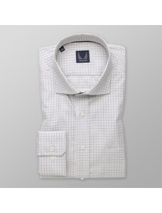 Willsoor Camisa Slim Fit Color Blanco Con Patrón De Cuadros Para Hombre 14716