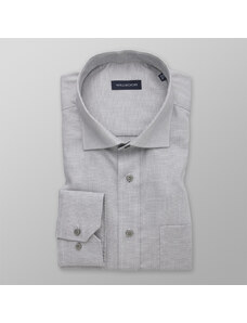 Willsoor Camisa clásica para hombre en color gris claro con estampado de puntos negros 14738