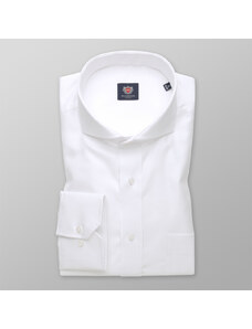 Willsoor Elegante camisa clásica para hombre en color blanco con estampado fino 14713