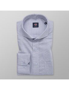 Willsoor Camisa clásica para hombre en color blanco con estampado de puntos azul oscuro 14736